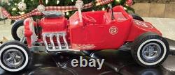1960s MARX 24 BIG RED HOT ROD Battery Operated T Bucket Toy Car WORKING with BOX