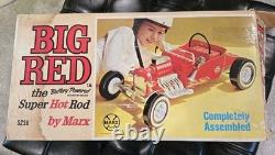 1960s MARX 24 BIG RED HOT ROD Battery Operated T Bucket Toy Car WORKING with BOX