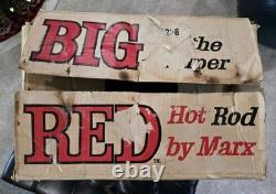 1960s MARX 24 BIG RED HOT ROD Battery Operated T Bucket Toy Car WORKING with BOX