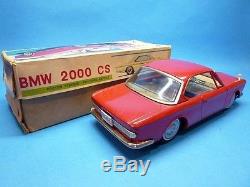 1960s Vintage Rare EX Yonezawa Friction BMW 2000cs large Car Tin Toy Japan Box