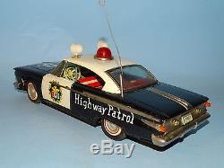 1961 PLYMOUTH HIGHWAY PATROL CAR TIN FRICTION TOY ORIGINAL BOX ICHIKO JAPAN