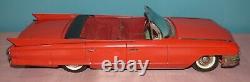 1961 Sixty-Two Red Cadillac 62 Convertible Battery Operate Toy Car SSS Japan