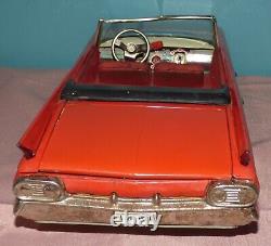 1961 Sixty-Two Red Cadillac 62 Convertible Battery Operate Toy Car SSS Japan