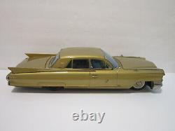 1963 Bandai Gold Cadillac Japanese Tin Toy Friction Car Big 17 Vehicle