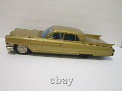 1963 Bandai Gold Cadillac Japanese Tin Toy Friction Car Big 17 Vehicle