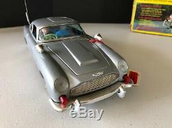 1965 Japan Gilbert Tin Battery Operated 007 James Bond Car & Box Vintage Toy