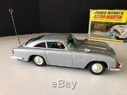 1965 Japan Gilbert Tin Battery Operated 007 James Bond Car & Box Vintage Toy