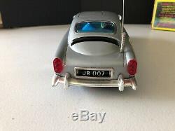 1965 Japan Gilbert Tin Battery Operated 007 James Bond Car & Box Vintage Toy