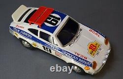 1970s Alps Japan Porsche Carrera 911 Car Tin Toy East African Rally w Smoke