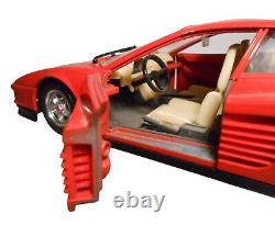 1984 Burago Ferrari Testarossa, Italy Vint Red Enml Pntd Die-cast Toy Sports Car