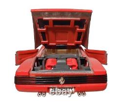 1984 Burago Ferrari Testarossa, Italy Vint Red Enml Pntd Die-cast Toy Sports Car