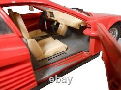 1984 Burago Ferrari Testarossa, Italy Vint Red Enml Pntd Die-cast Toy Sports Car