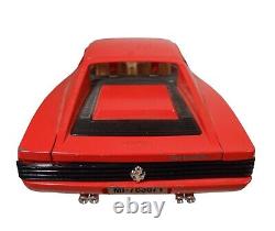 1984 Burago Ferrari Testarossa, Italy Vint Red Enml Pntd Die-cast Toy Sports Car