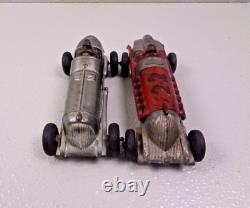 (2) Vintage 1930's Hubley Toys Diecast Metal Race Car Toy
