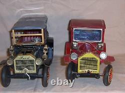 2 Vintage 1950 Battery Ford Model T Tin Toy Car Truck Sunrise Toys Japan Large