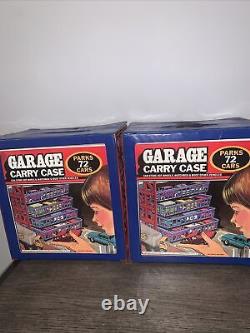 (2)Vintage Garage Carry Case Parks 72 Cars Tara Toy Corp. FULL with CARS MIXED