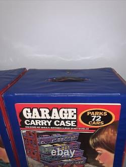 (2)Vintage Garage Carry Case Parks 72 Cars Tara Toy Corp. FULL with CARS MIXED