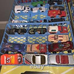 (2)Vintage Garage Carry Case Parks 72 Cars Tara Toy Corp. FULL with CARS MIXED