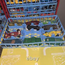 (2)Vintage Garage Carry Case Parks 72 Cars Tara Toy Corp. FULL with CARS MIXED