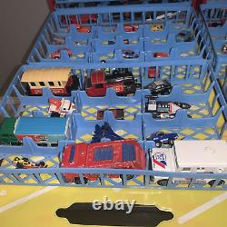 (2)Vintage Garage Carry Case Parks 72 Cars Tara Toy Corp. FULL with CARS MIXED