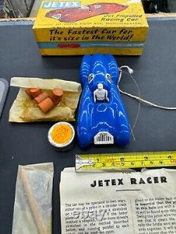 2 x Vintage JETEX Toy Jet Propelled Racing Cars Both Blue With Boxes and Items