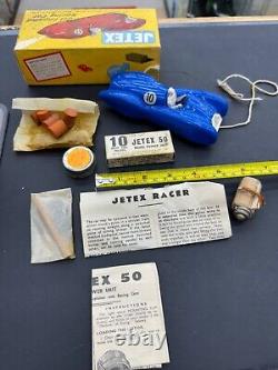 2 x Vintage JETEX Toy Jet Propelled Racing Cars Both Blue With Boxes and Items