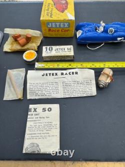 2 x Vintage JETEX Toy Jet Propelled Racing Cars Both Blue With Boxes and Items
