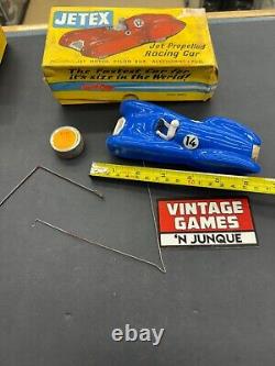 2 x Vintage JETEX Toy Jet Propelled Racing Cars Both Blue With Boxes and Items