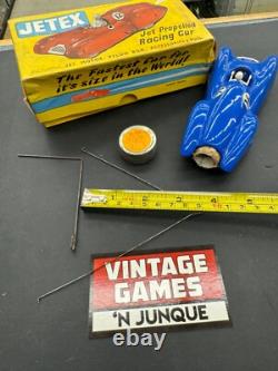 2 x Vintage JETEX Toy Jet Propelled Racing Cars Both Blue With Boxes and Items