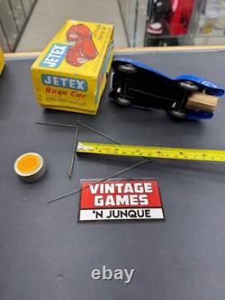 2 x Vintage JETEX Toy Jet Propelled Racing Cars Both Blue With Boxes and Items