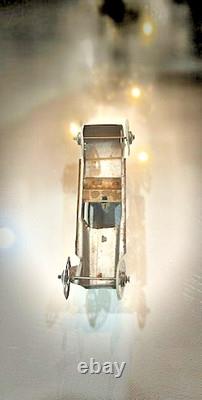 2113. A Vintage George Fischer Tin Litho Penny Toy Sedan Car-Germany -WithDriver