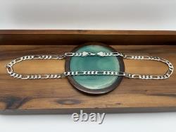 22 Inch 7mm Sterling Silver Figaro Chain Necklace 36.9g Rhodium Finish 925