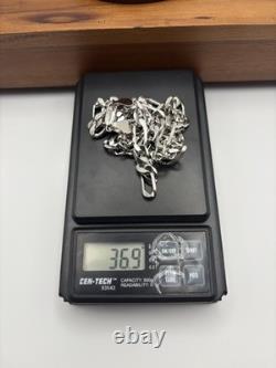 22 Inch 7mm Sterling Silver Figaro Chain Necklace 36.9g Rhodium Finish 925