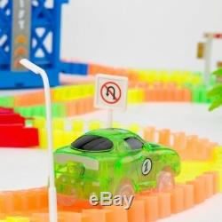 240pcs 12ft Mega Set LED Race Cars Glow in Dark DIY Racing Toy for Magic Track