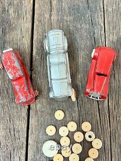 3 Vintage Metal Toy Cars And 23 Extra White Tires Vintage Toy Cars Tootsie