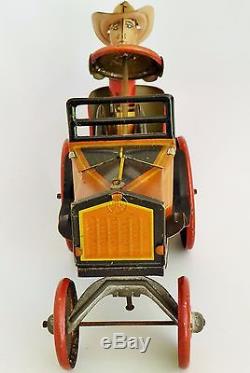 30's Louis Marx Whoopee Cowboy Car Tin Lithographed Wind Up Toy 7 1/4 Large