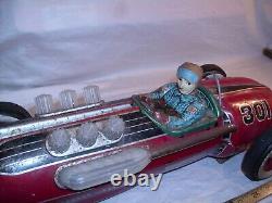 #301 CHAMPION RACE CAR 1950s LARGE TIN BATTERY TOY MODERN TOYS JAPAN WORKS