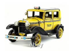 34CM Handmade Antique 1931 US TAXI Taxicab Car Tin Metal Reproduction Model