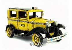 34CM Handmade Antique 1931 US TAXI Taxicab Car Tin Metal Reproduction Model