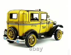 34CM Handmade Antique 1931 US TAXI Taxicab Car Tin Metal Reproduction Model