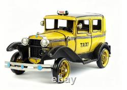 34CM Handmade Antique 1931 US TAXI Taxicab Car Tin Metal Reproduction Model