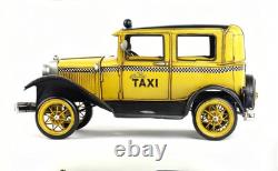 34CM Handmade Antique 1931 US TAXI Taxicab Car Tin Metal Reproduction Model
