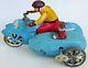 40's Rare Motorcycle With Side Car Tin Litho Hand Painted Wind Up Toy 6 Large