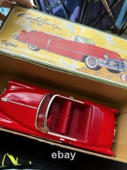 50's Fifties Cadillac Open 1950 TYPE Vintage Tin Toy Car Made in Japan Red