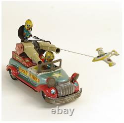 50s MARUSAN ROCKET RANGER World War II US Army Car Friction Tin Toy Japan FS EMS