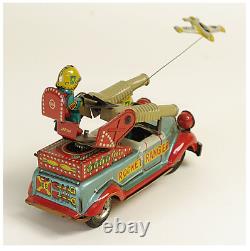 50s MARUSAN ROCKET RANGER World War II US Army Car Friction Tin Toy Japan FS EMS