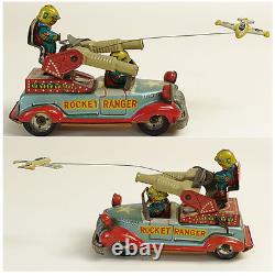 50s MARUSAN ROCKET RANGER World War II US Army Car Friction Tin Toy Japan FS EMS