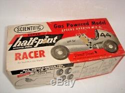 50s SCIENTIFIC HALF PINT RACER Control Line TOY TETHER Car Co2 Gas Engine w BOX