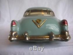 ALL ORIGINAL GAMA CADILLAC 1954 LIGHT BLUE TIN FRICTION CAR With REPRO BOX