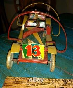 Antique Bing Tin Windup Topsy Turvy Tom Clown Car Turnover Colorful Toy Germany